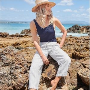 ATHLETA Stripe Bali Linen Crop Pants
